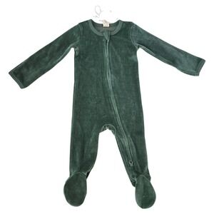 Kate Quinn Long Sleeve Two Way Zipper Footie Velour Pajamas‎ 6-9M Shaded Spruce